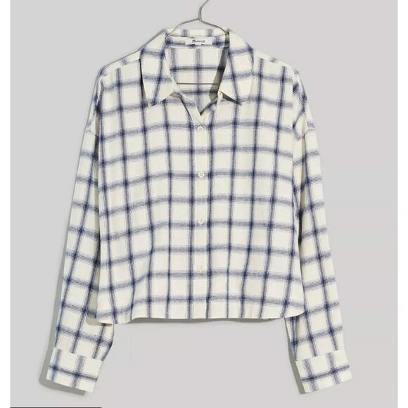 Madewell Tops - Madewell Womens Flannel Hartfield Crop Shirt Windowpane - Size XXS